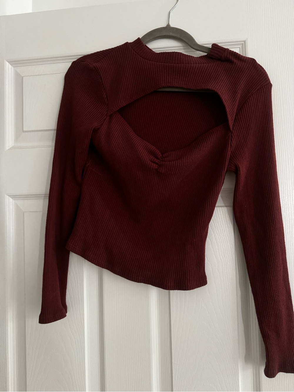 Warm brown-red cutout sweater